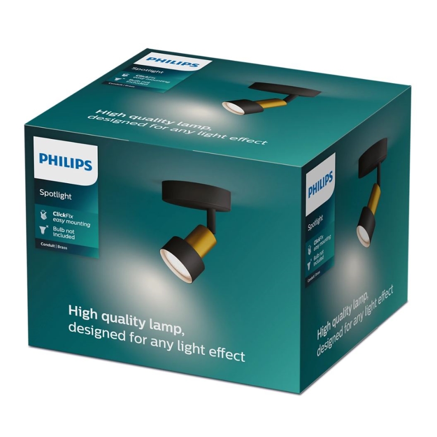 Philips - Spotlight CONDUIT 1xGU10/5W/230V black/brass