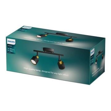 Philips - Spotlight NIALL 2xGU10/5W/230V black/brass