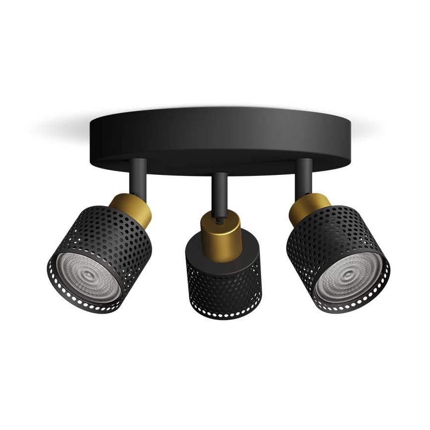 Philips - Spotlight NIALL 3xGU10/5W/230V black/brass