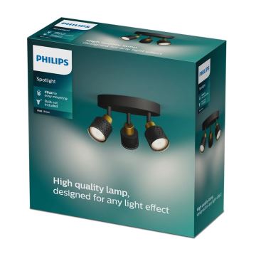 Philips - Spotlight NIALL 3xGU10/5W/230V black/brass