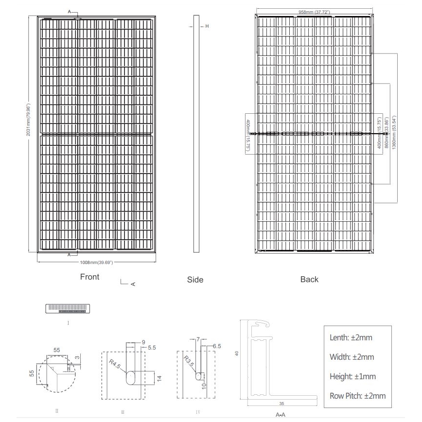 Photovoltaic solar panel JINKO 400Wp IP67 Half Cut bifacial