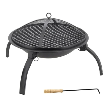 Portable campfire with grate black