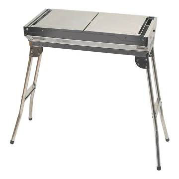 Portable charcoal grill shiny chrome