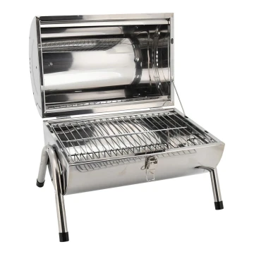 Portable charcoal grill shiny chrome