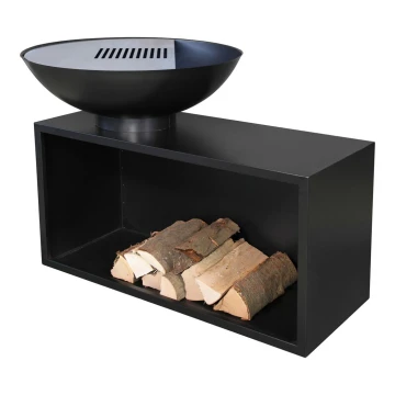 Portable wood campfire with a grill plate GIANT black