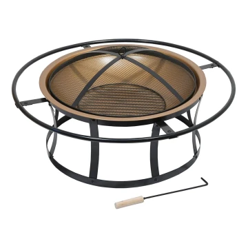 Portable wood campfire with grate black/copper