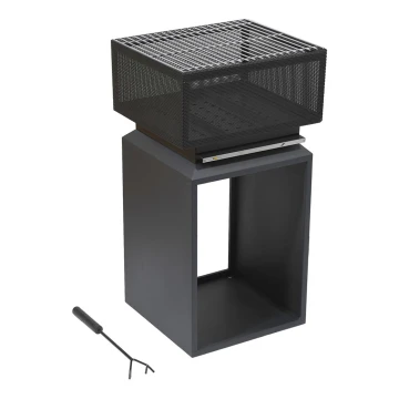 Portable wood campfire with grate black
