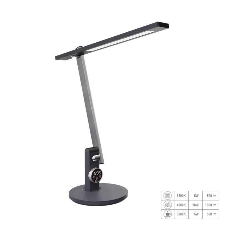 Prezent 31215 - LED Dimmable touch flexible table lamp with a display PUNK LED/12W/230V 3000-6500K