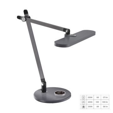 Prezent 31216 - LED Dimmable touch flexible table lamp with a display ZIPP LED/12W/230V 3000-6500K