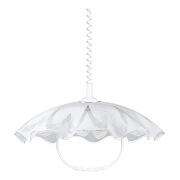 Prezent 45052 - Pull-down chandelier LYRA GLASS 1xE27/60W white