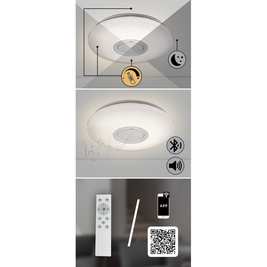 Rabalux - LED RGB Dimmable ceiling light wtih a speaker LED/24W/230V Wi-Fi + remote control