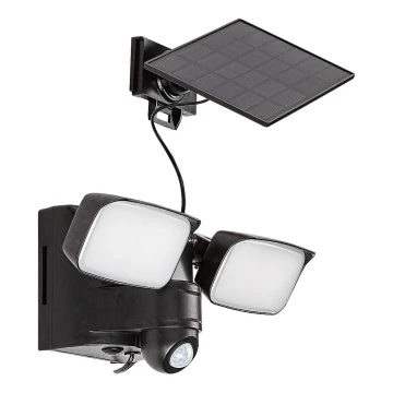 Rabalux - LED Solar wall flexible light with sensor and external panel 2xLED/5W/3,7V IP54 black