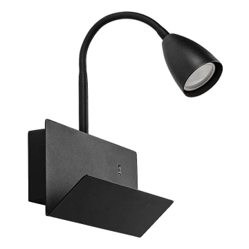 Rabalux - Wall lamp with shelf and USB port 1xGU10/25W/230V black