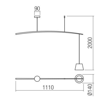 Redo 01-1498 - LED Chandelier on a string LOLLI LED/6W/230V black