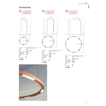 Redo 01-2203 - LED Chandelier on a string UNION LED/34W/230V CRI 90 3000K d. 60 cm gold