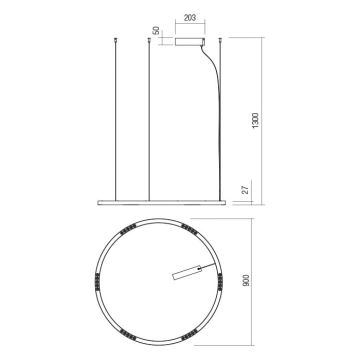 Redo 01-2205 - LED Chandelier on a string UNION LED/50W/230V CRI 90 3000K d. 90 cm white