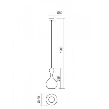 Redo 01-2256 - Chandelier on a string LOB 1xE27/42W/230V d. 18 cm grey