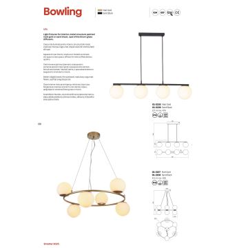 Redo 01-3155 - Chandelier on a string BOWLING 4xE27/42W/230V gold