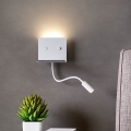 Redo 01-3210 - LED Wall light with a flexible small lamp MOKA LED/6W + LED/3W/230V USB CRI90 white