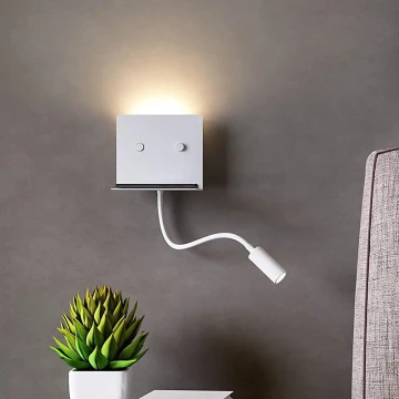Redo 01-3210 - LED Wall light with a flexible small lamp MOKA LED/6W + LED/3W/230V USB CRI90 white
