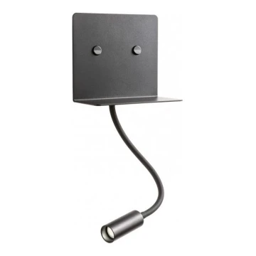Redo 01-3211 - LED Wall light with a flexible small lamp MOKA LED/6W + LED/3W/230V USB CRI90 black