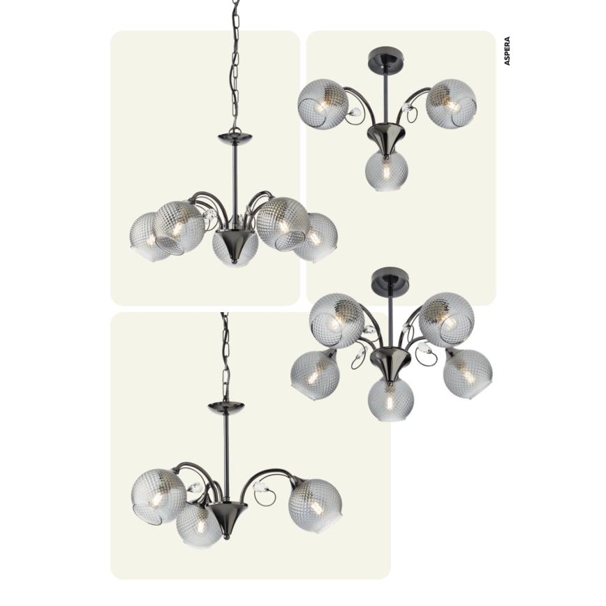 Redo 02-970 - Chandelier on a pole ASPERA 3xE14/28W/230V black