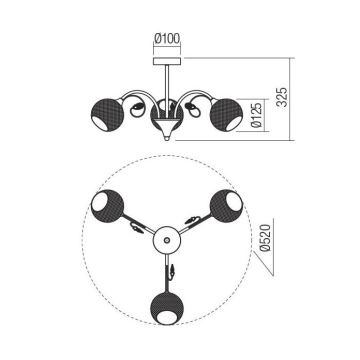 Redo 02-970 - Chandelier on a pole ASPERA 3xE14/28W/230V black