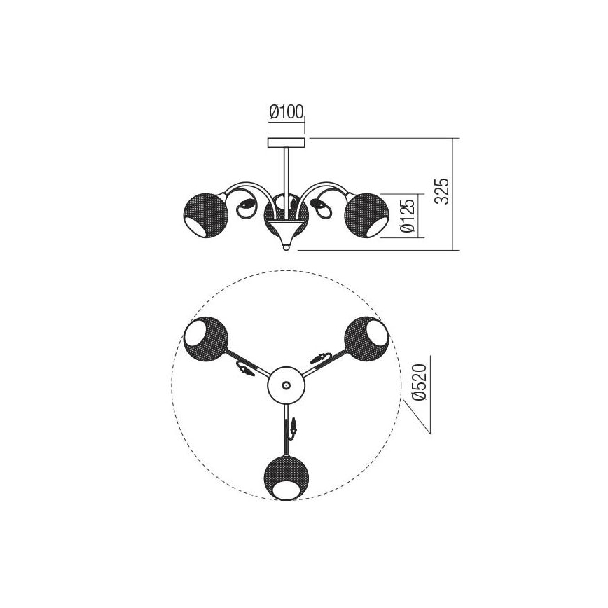 Redo 02-970 - Chandelier on a pole ASPERA 3xE14/28W/230V black