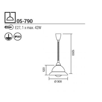 Redo 05-790 - Chandelier on a string ETRUSCA 1xE27/42W/230V