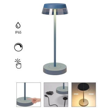 Redo 90310 - LED Dimmable touch table lamp ILUNA LED/2,5W/5V 2700-3000K 3000 mAh IP65 blue