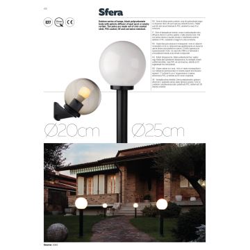 Redo 9789 - Outdoor wall light SFERA 1xE27/42W/230V IP44 white