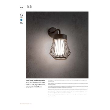 Redo 9843 - Outdoor wall lamp TITTI 1xE27/42W/230V IP44 anthracite