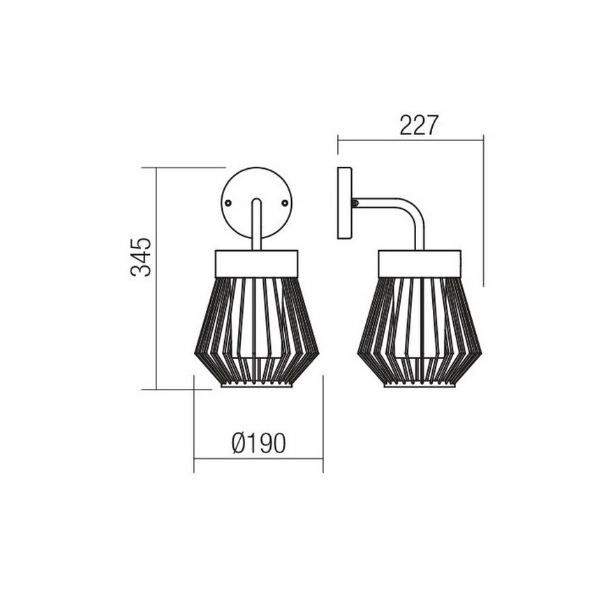 Redo 9843 - Outdoor wall lamp TITTI 1xE27/42W/230V IP44 anthracite