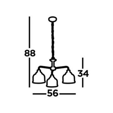 Searchlight - Chandelier on a chain BISTRO 3xE27/60W/230V brass