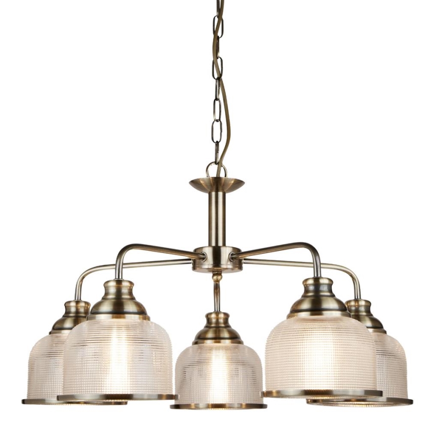 Searchlight - Chandelier on a chain BISTRO 5xE27/60W/230V brass