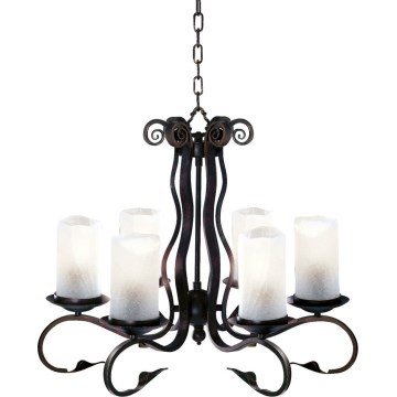 Searchlight - Chandelier on a chain SCROLL 6xE27/60W/230V black