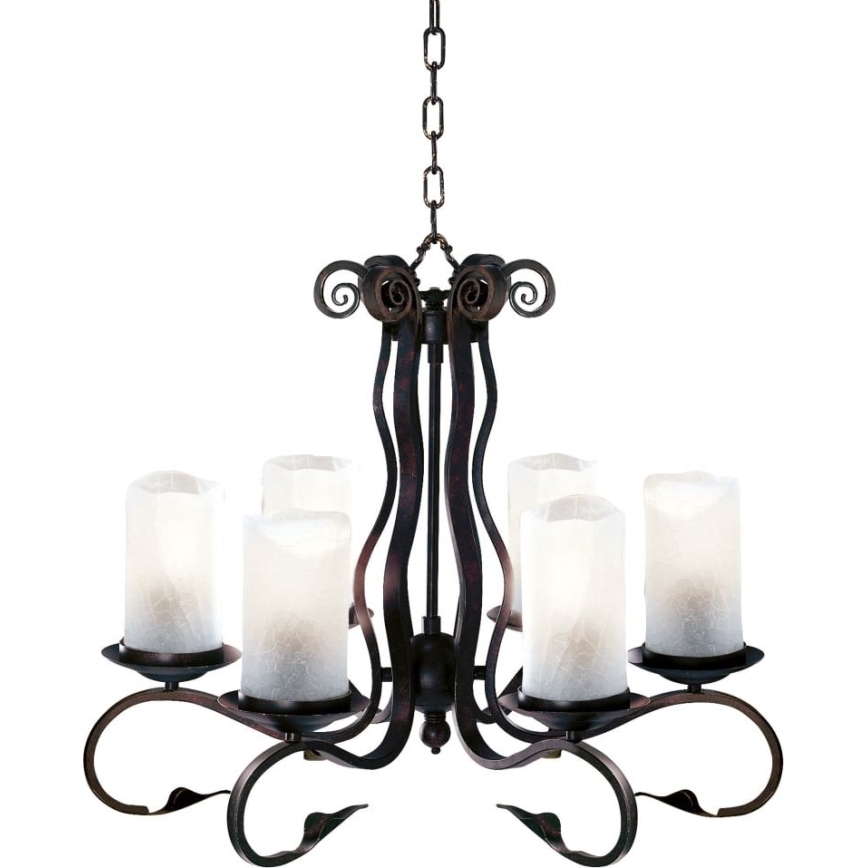 Searchlight - Chandelier on a chain SCROLL 6xE27/60W/230V black