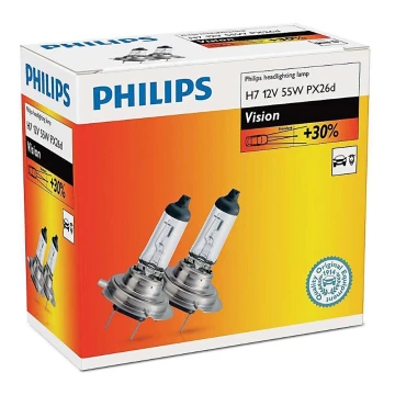 SET 2x Car bulb Philips VISION 12972PRC2 H7 PX26d/55W/12V 3200K
