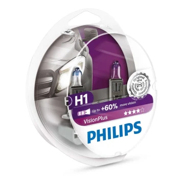 SET 2x Car bulb Philips VISION PLUS 12258VPS2 H1 P14,5s/55W/12V 3250K