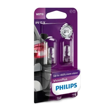 SET 2x Car bulb Philips VISION PLUS WB T10 W2,1x9,5D/6W/12V