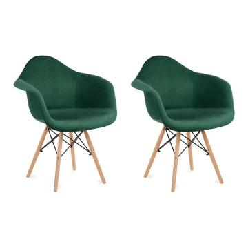 SET 2x Dining chair NEREA 80x60,5 cm green/beech