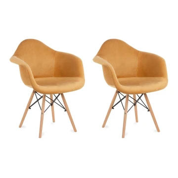 SET 2x Dining chair NEREA 80x60,5 cm yellow/beech