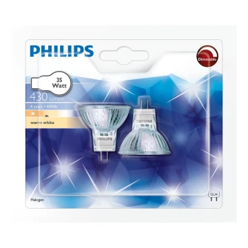 SET 2x Halogen bulb Philips GU4/35W/12V 3000K
