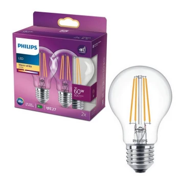 SET 2x LED Bulb VINTAGE Philips E27/7W/230V 2700K