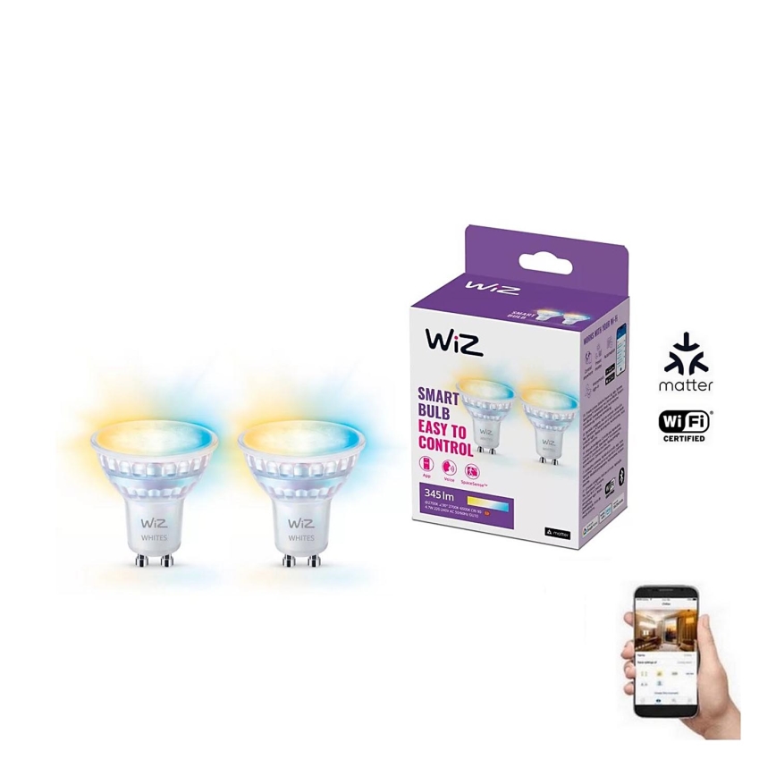 SET 2x LED Dimmable bulb PAR16 GU10/4,7W/230V 2700-6500K CRI 90 Wi-Fi - WiZ