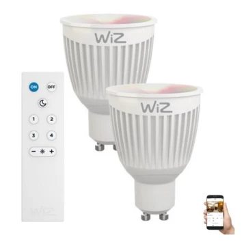 SET 2x LED RGBW Dimmable bulb GU10/6,5W/230V 2200-6500K Wi-Fi + RC - WiZ