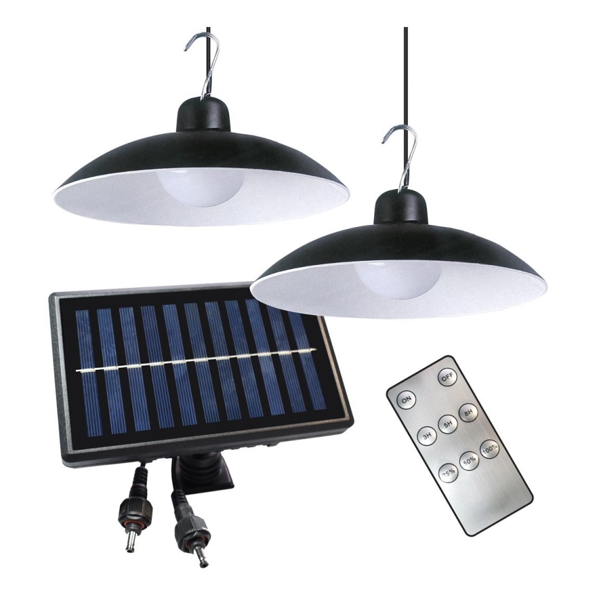 SET 2x LED Solar pendant light with dusk sensor LED/6W/3,7V 2000 mAh IP44 + remote control