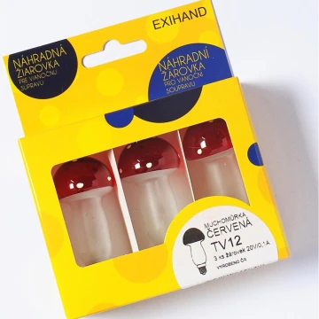 SET 3 x Replacement bulb MUSHROOM E10/20V/0,1A red, Made in Europe