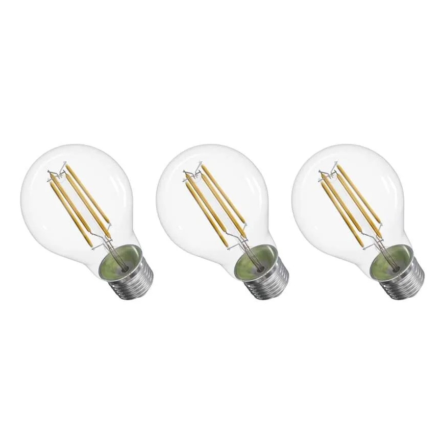 SET 3x LED Bulb FILAMENT A60 E27/3,8W/230V 2700K Energy class A