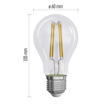 SET 3x LED Bulb FILAMENT A60 E27/3,8W/230V 4000K Energy class A